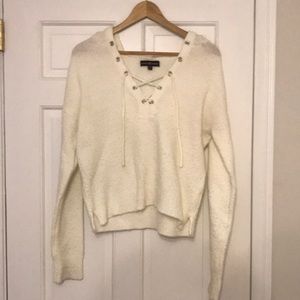 Super cute and comfy white sweater. It can be worn as a sweatshirt though!